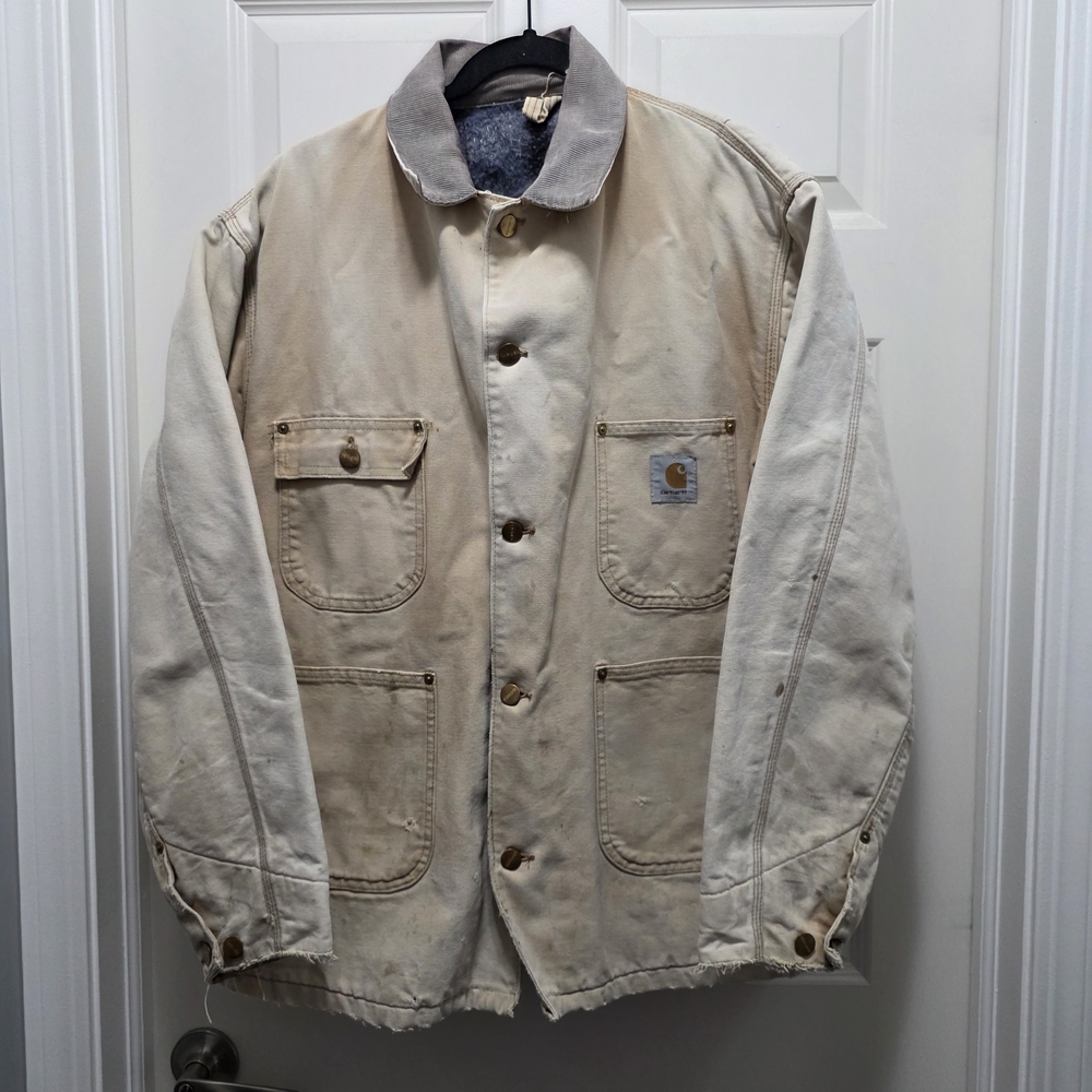 Vintage Carhartt Men's Tan Chore Jacket